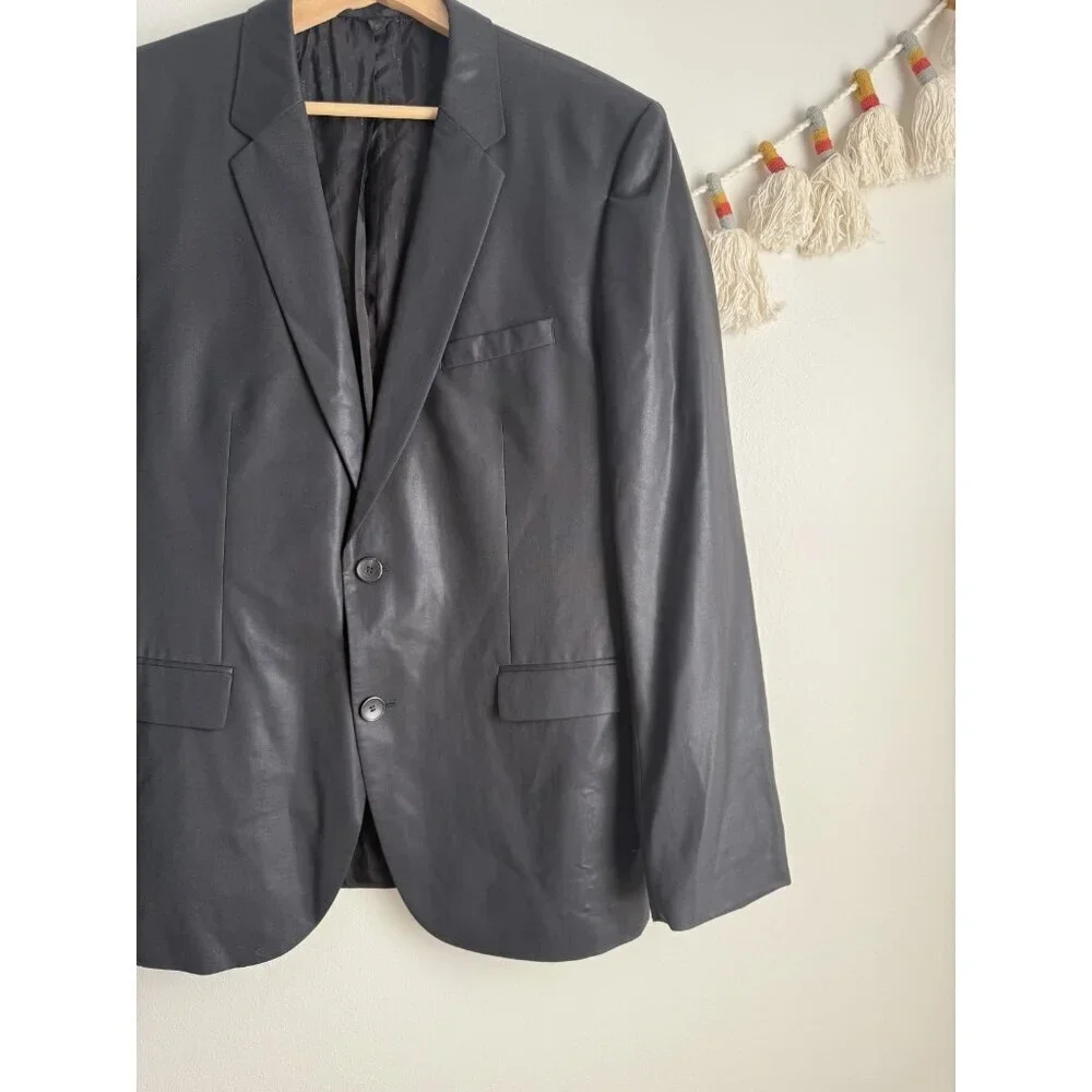 Hugo Boss Satin Virgin Wool Single Breasted Structured Blazer Black Formal 44R